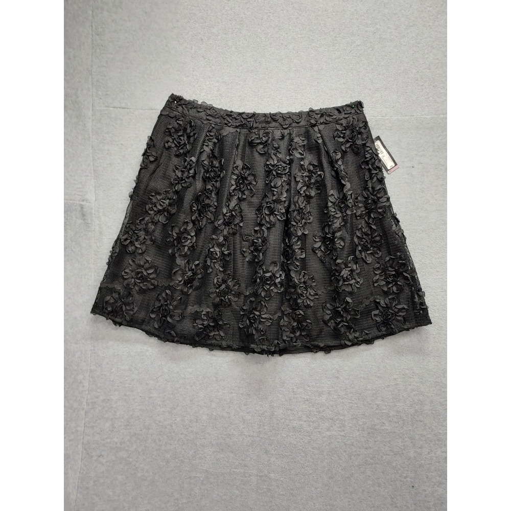 Worthington Woman Mini Skirt 16W Black Floral Back Zip Lightweight Logo Outdoor